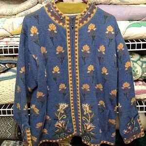 Lined wool cardigan sweater,,zippered